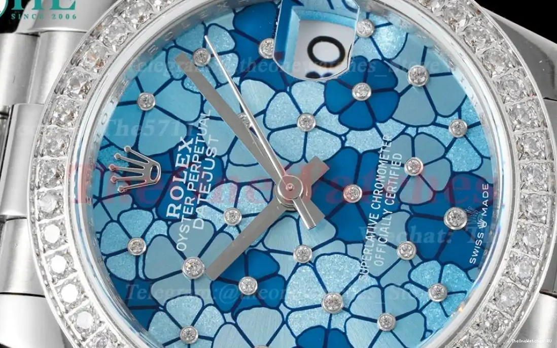 31mm Datejust President SS SS A2824 Flower Dia JDF Blue 0503